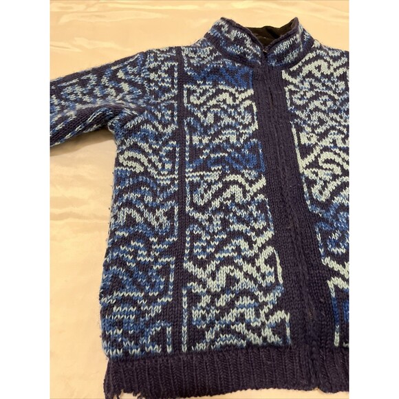 Cardigan Sweater Zip Handmade NEPAL 100% Himalayan Wool Lined L Cabincore Heavy - Picture 4 of 16